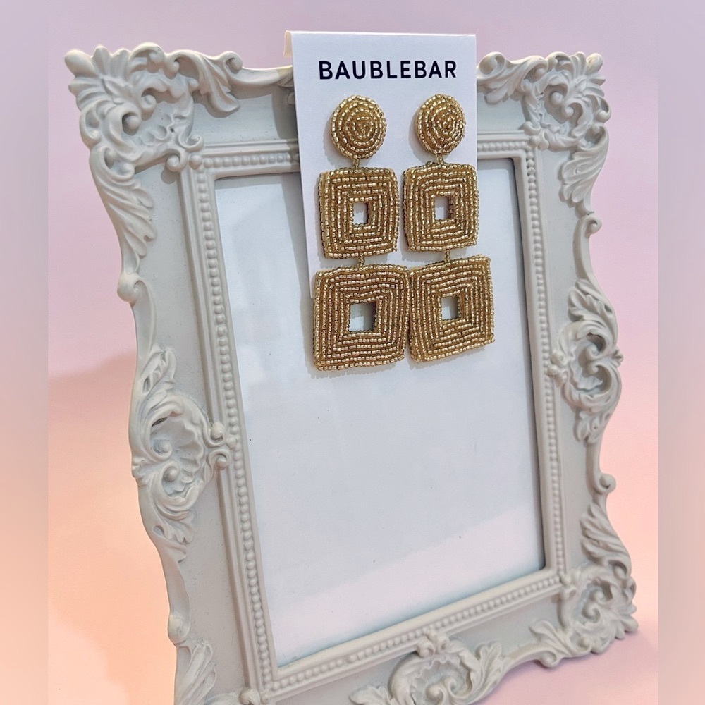 BaubleBar Gold Geometric Beaded Earrings